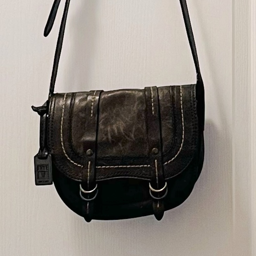 FRYE ANNA SADDLE HANDBAG DB222 CHARCOAL ITALIAN LEATHER $498 - Picture 4 of 16